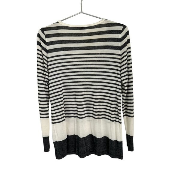 VINCE Deep Crewneck Top Oversized Shirt Knitted White Blue Stripes  Size XSmall - Picture 5 of 8